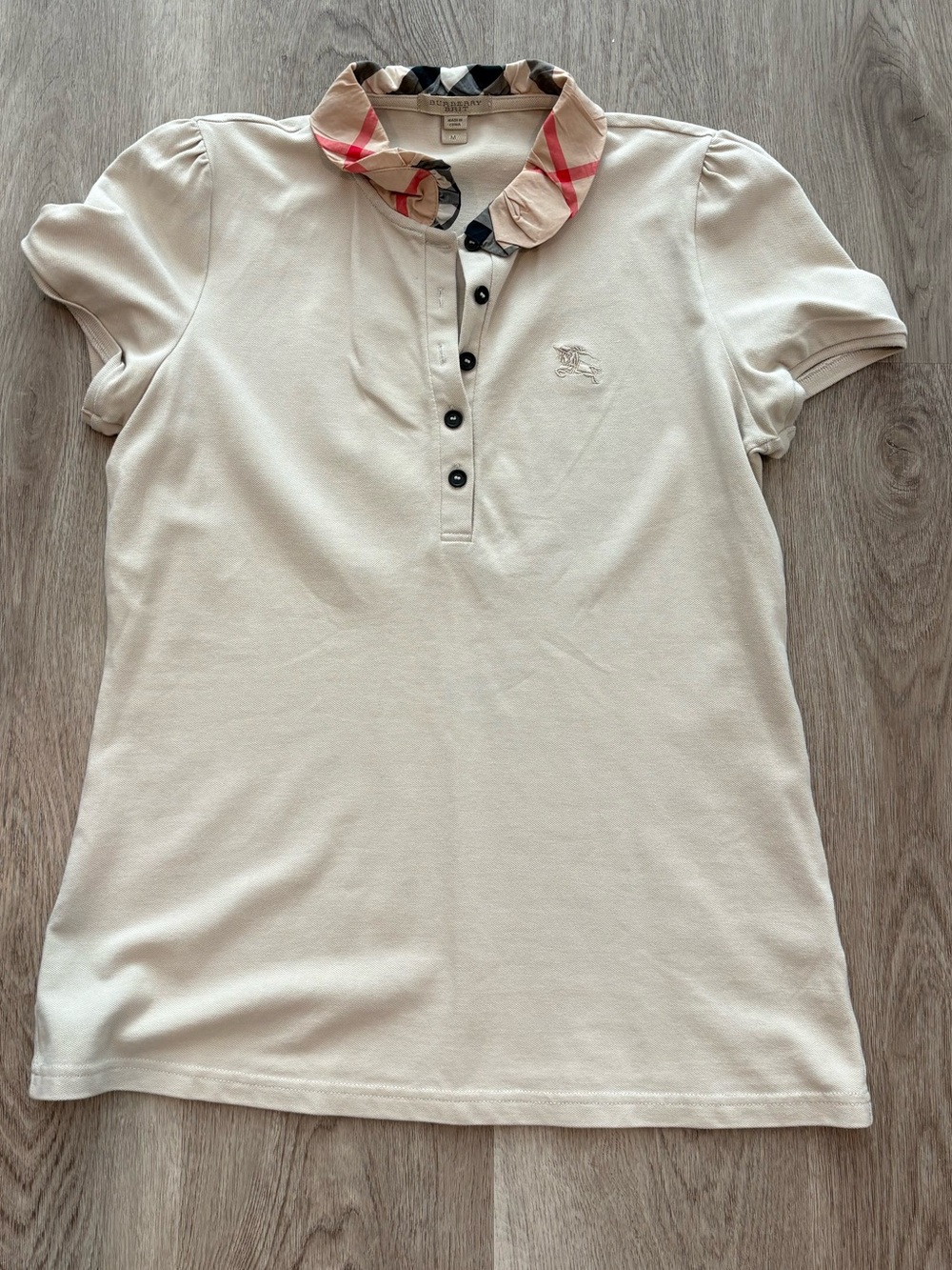 Burberry Cream Polo with Signature Check Collar